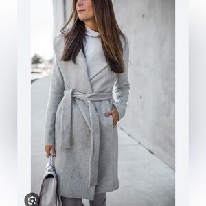 Ann Taylor Gray Wrap Coat with Shawl Collar
